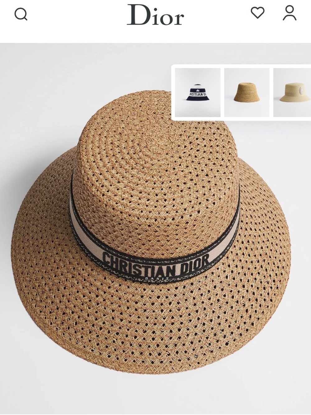 Dior Tan Straw Bucket Hat with Black Logo Band - Picture 8 of 10